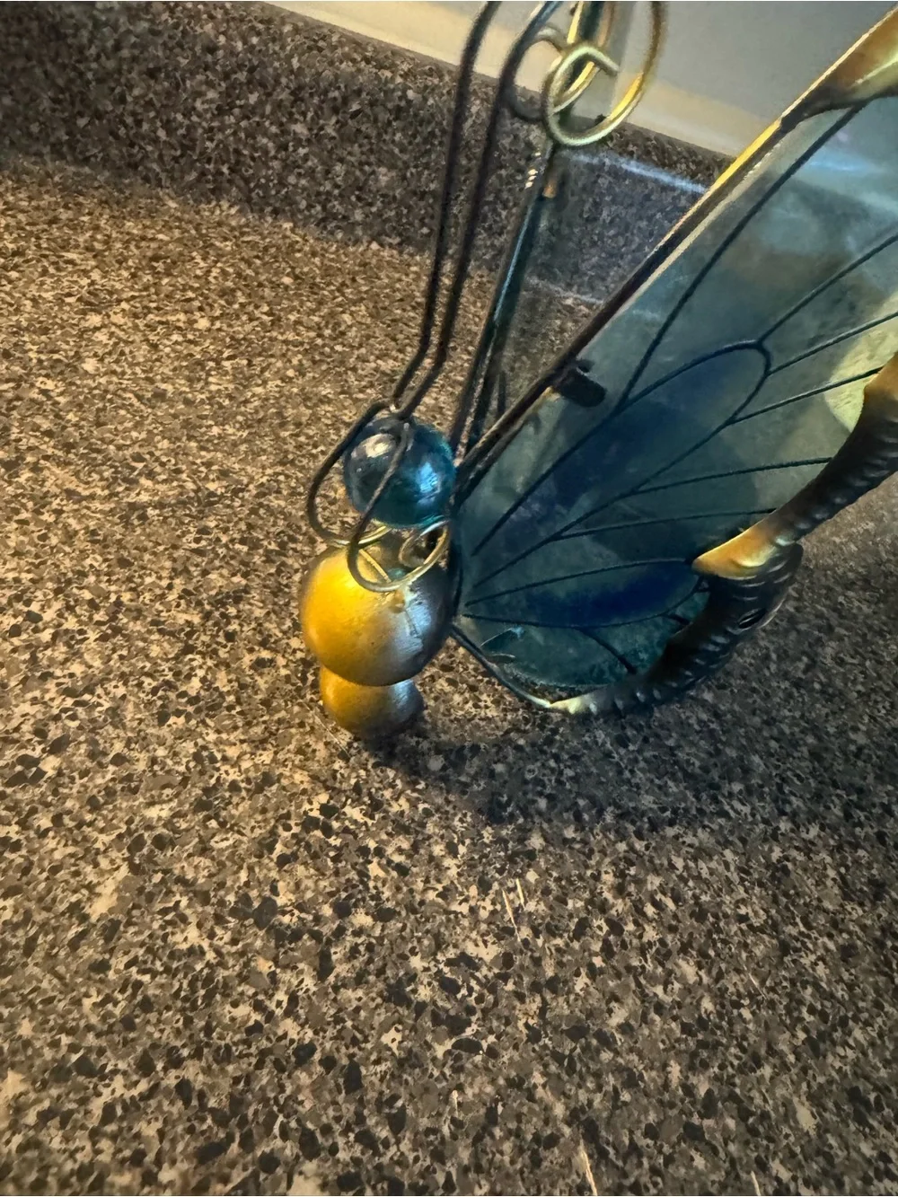 Decorative Blue-Green Butterfly Home Art Figurine With Light- LIGHT DOES NOT WOR